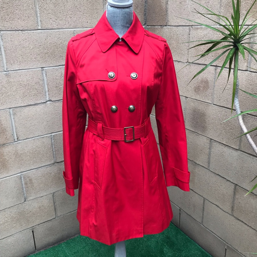 Express Red Double Breasted Trench Coat Me…